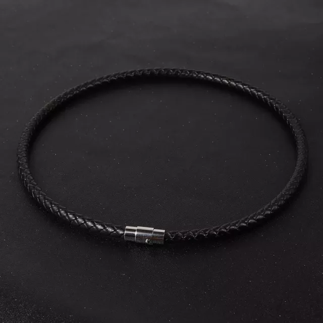 Genuine Leather Black Cord Necklace Round Rope String Gold or Silver For Men Boy