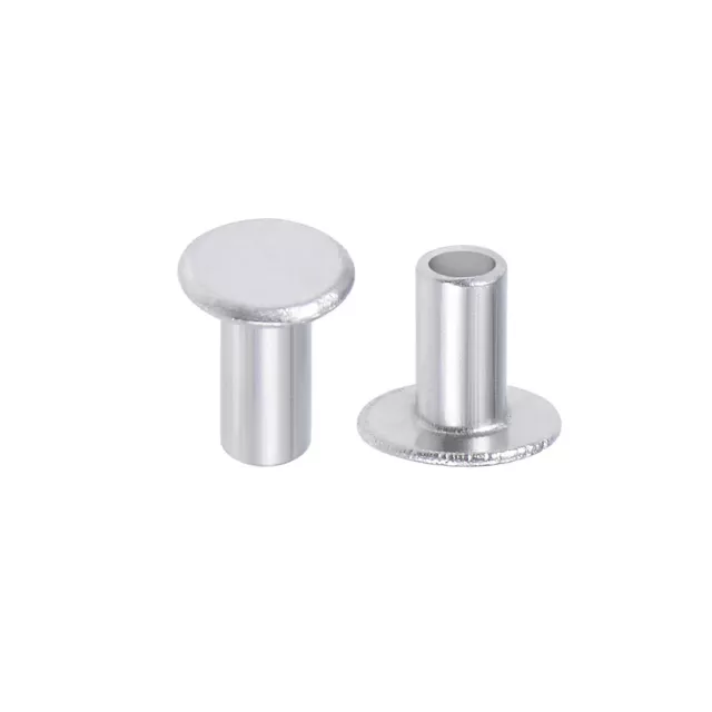 100 pz M2.5 x 5mm alluminio testa piana rivetti Semi-Tubolari tono argento