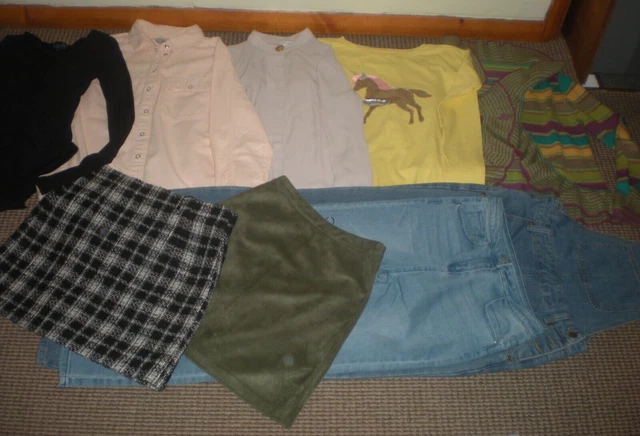 Bundle Girls Clothes age 13-14yrs Dungarees Jeans Tops Skirt Zara Topshop NewLoo