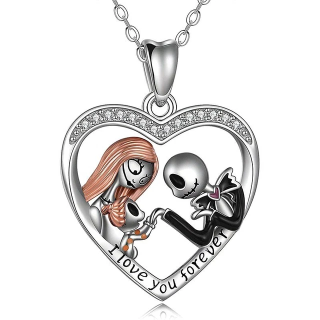 JACK AND SALLY Skellington Nightmare Before Christmas Necklace Pendant