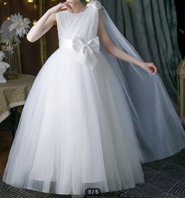 Girls Flower girl Dress White Princess Dress Age 8  122cm-128cm 2