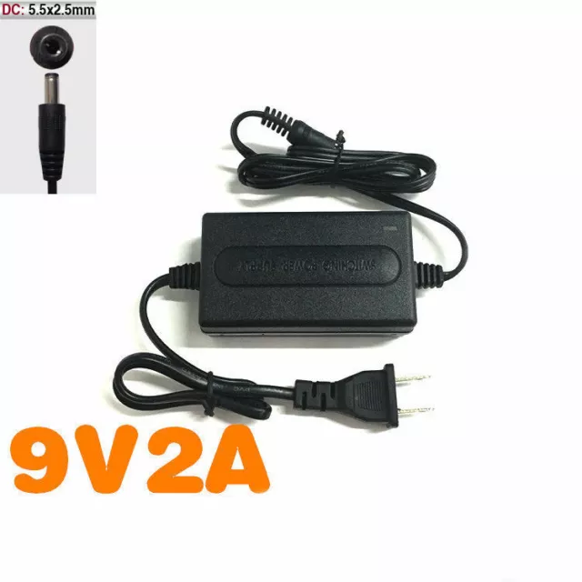 AC 100-240V Converter Adapter Switch to DC 5.5x2.5MM 9V 2A 2000mA Charger