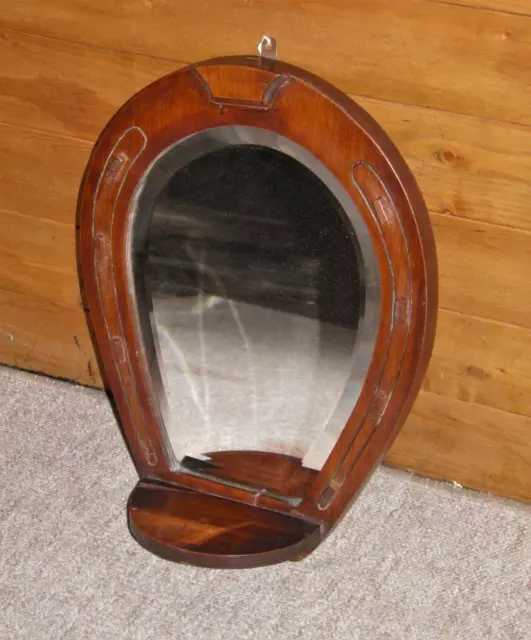 Victorian/Edwardian Rich Mahogany Horse Shoe Shaped Wall Hanging Mirror