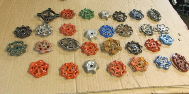 30 Vintage Cast Iron Alum Steampunk Valve Handles Water Faucet Knobs