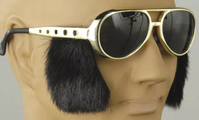 Lot of 10 Pair Gold Elvis Glasses with Side Burns