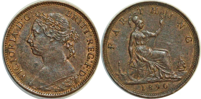 Royaume Uni Farthing 1890 Km#753 Xf!!
