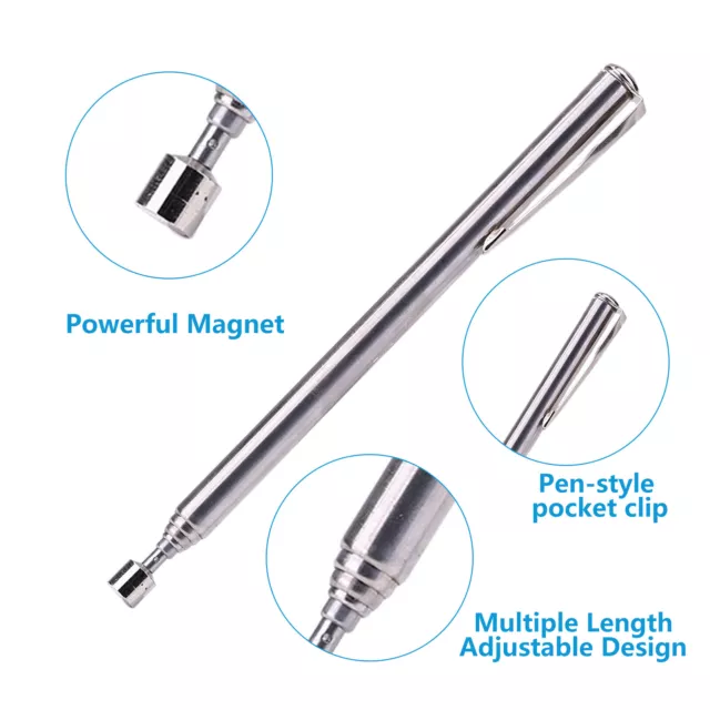 fr 5 Pieces Magnetic Telescoping Pick-Up Tool Magnet Stick Gadget for Men Birthd 2