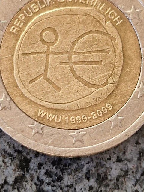 2 EURO MÜNZE Strichmännchen Republik Österreich WWU 1999-2009