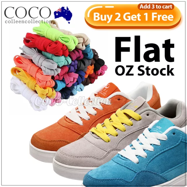 Flat Shoe Laces Lock Shoelaces Lazy Laces Sneakers Kids Adults Bootlace Colorful