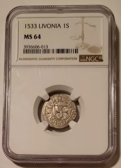 Livonia 1533 Silver Schilling MS64 NGC