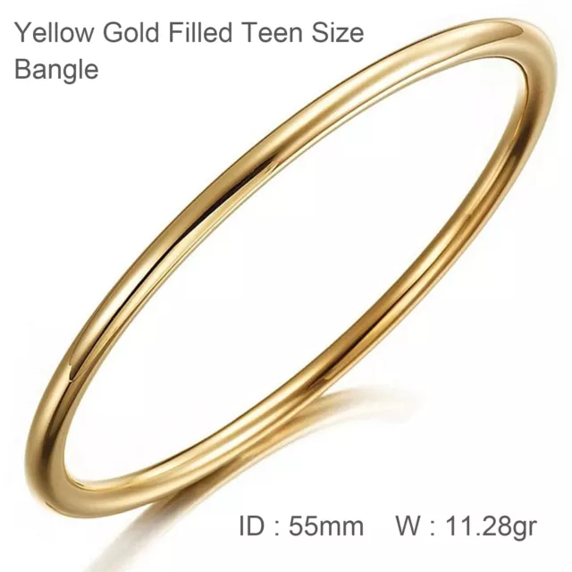 Bangle Real 18k Yellow Gold Filled Solid Teen Girl Size Cuff Bracelet 55mm