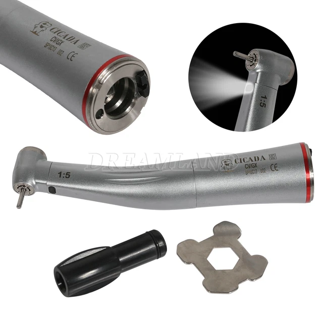 Dental Dentaire 1:5 LED Contra Contre angle Handpiece Pièce à main FG 1.6mm