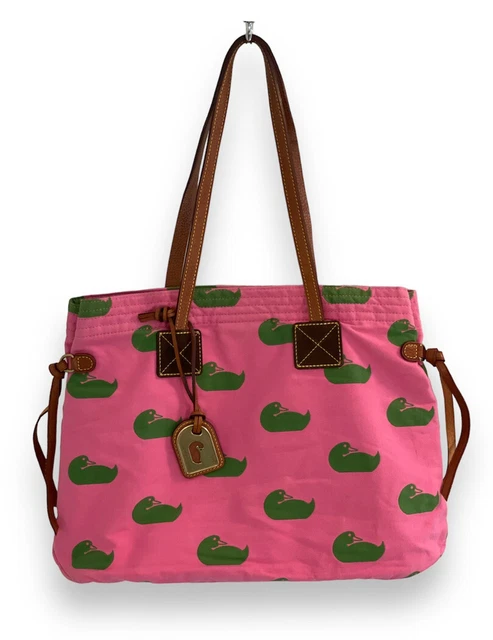 DOONEY & BOURKE Duck Print VICTORIA Carryall Shoulder Bag Leather Trim Tote