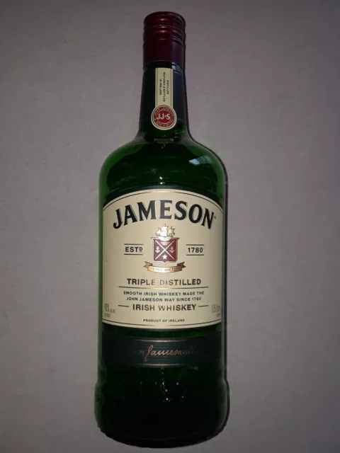 Jameson Irish Whiskey Empty 1.75 Liter Bottle with Cap