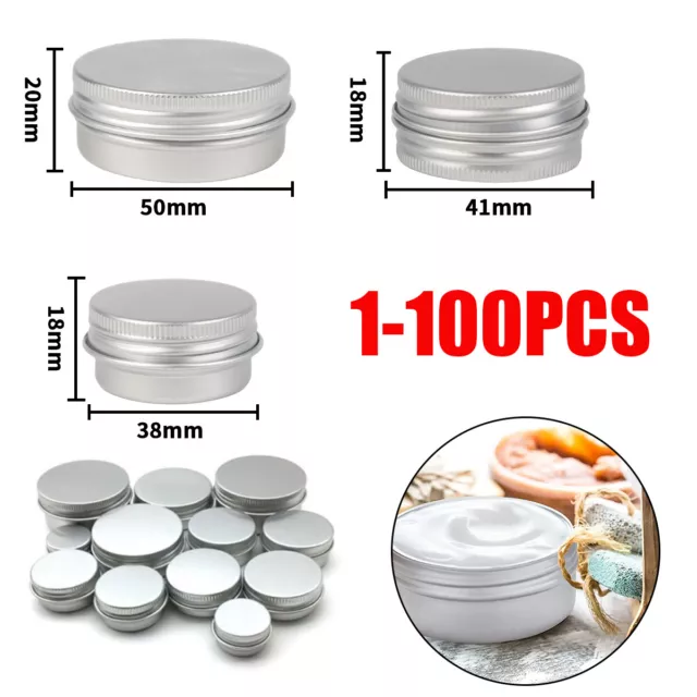 100pcs Metal Storage Tin Jar Small Round Craft Stash Pot Lip Balm Cosmetics Lot