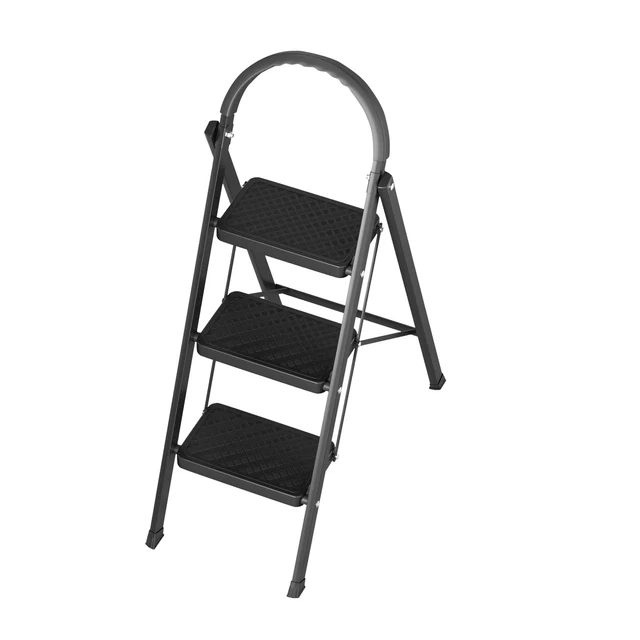 Échelle Pliable 3 Marches Acier - Escabeau Antidérapant Portatif 150kg