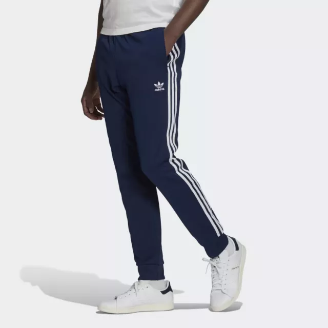 Adidas Originals Sst Uomo Pantaloni Tuta Scuro Blu e Bianco