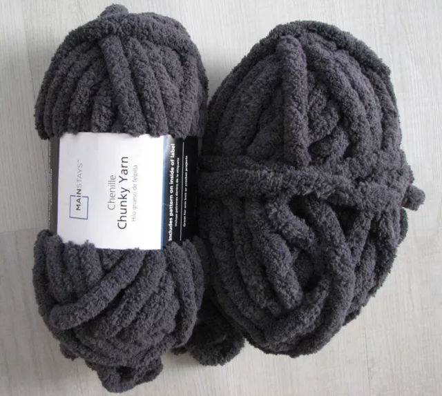 Dark Grey DIY Chunky Chenille Yarn 8.1oz Big Blanket Yarn Bulky Roving Yarn  Arm Knitting Yarn Chunky Fat Yarn Hand Knitting Yarn Jumbo Chenille Yarn