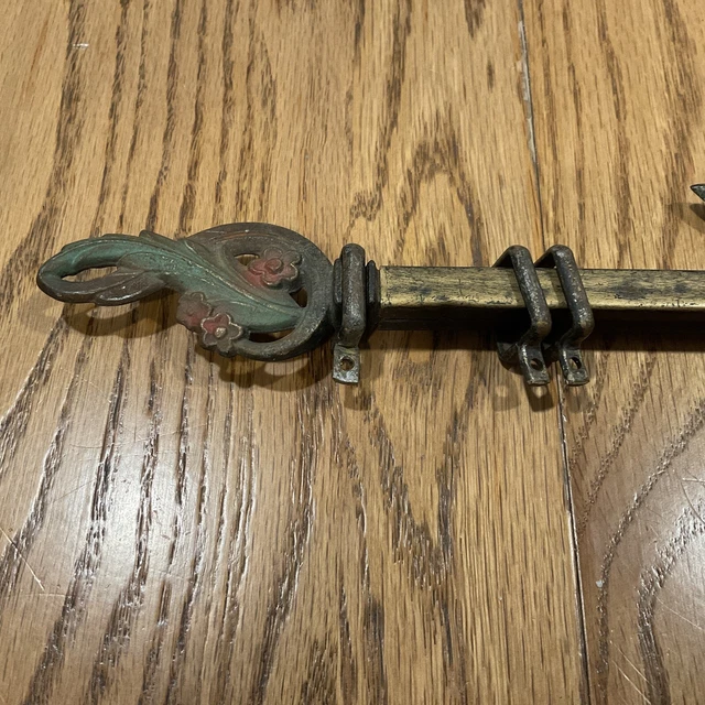 Antique Victorian Cast Iron Extending Curtain Rods Swing Arm Pair Art Deco MCM 6