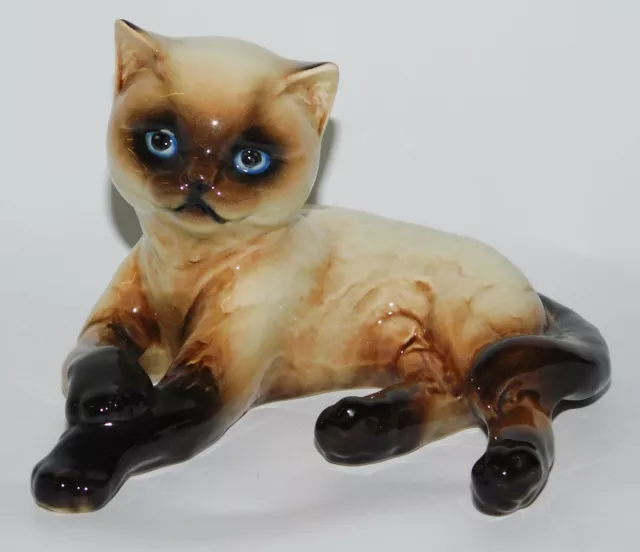 Porzellanfigur Siam Katze liegend Goebel 31 027 10 Siamese L15 H10cm