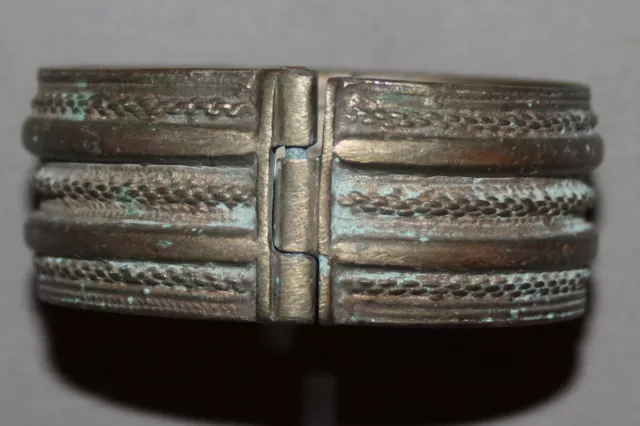 Antique Greek Silver Hinged Hand Made Cuff Bracelet
