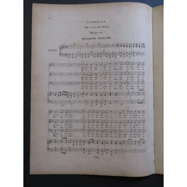 NEUKOMM Sigismond L'Angélus Chant Piano ca1840 3