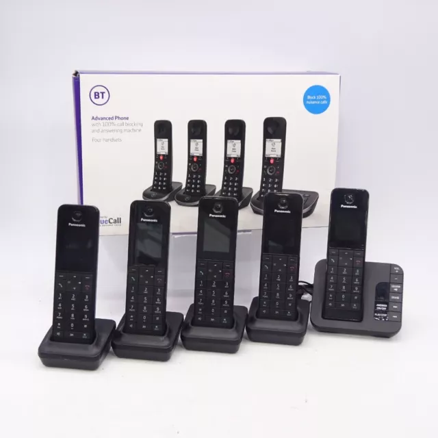 Panasonic KX-TGH220E Digital Cordless Phone Handset Answering Machine Black x5