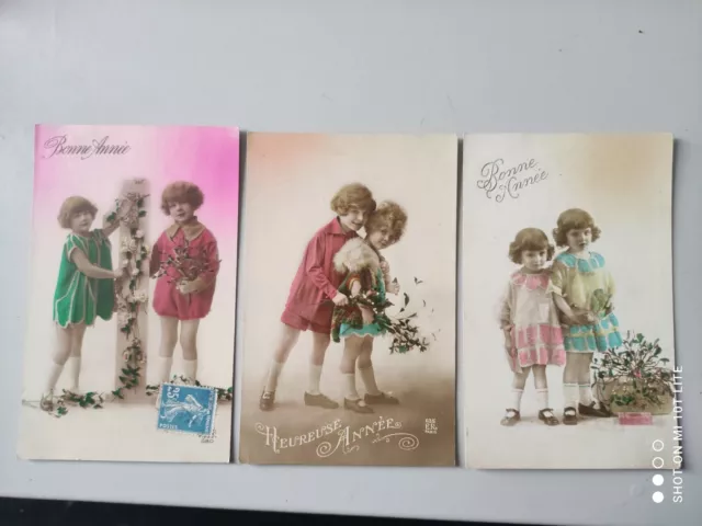 Lot De 3 CPA Cartes Postales Anciennes Fantaisies Enfants