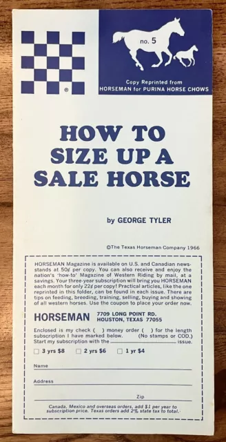 1967 How To Size Up Sale Horse Vintage Texas Horseman Brochure Purina Chows No 5