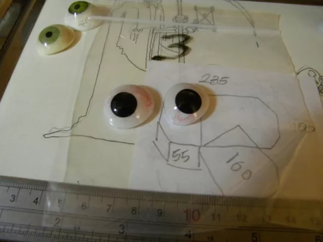 Prosthetic Eyes no 3 set-  Creepy Black with petechia - Purchased in 1985