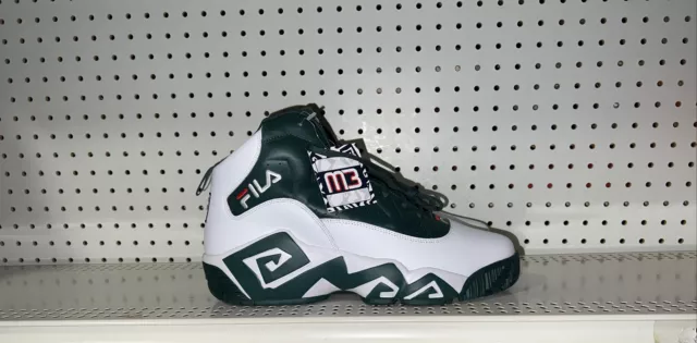 FILA MB Mens Athletic Basketball Shoes Size 9 White Pine Green Jamal Mashburn