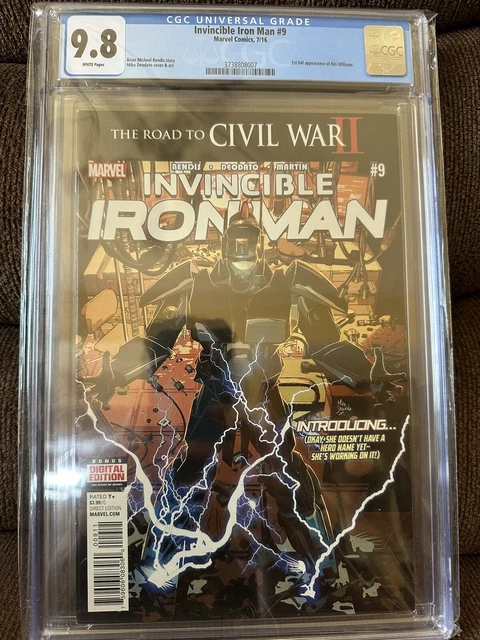 INVINCIBLE IRON MAN #9 CGC 9.8, 1st full app Riri Williams, Marvel Comics 7/2016