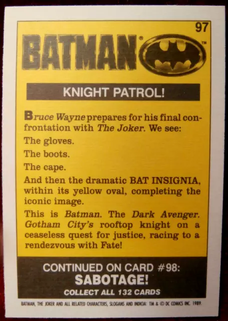 BATMAN - Card #097 - Knight Patrol! - Topps (UK) - 1989 2