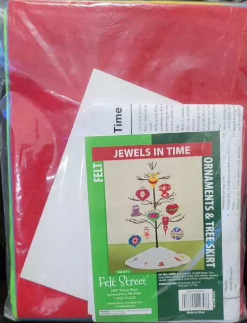 Fieltro Street Joyas En Tiempo Adornos & Árbol Falda Fieltro & Lentejuelas Kit