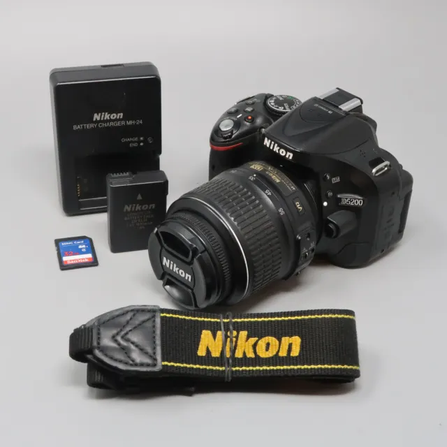 Nikon D5200 24.1MP DSLR Camera Black (w/ AF-S DX 18-55mm Lens) - 8,471 Clicks!