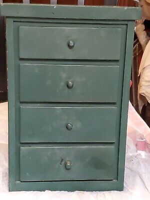 Vintage Wood 4 Drawer Apothecary Spice Jewelry Cabinet