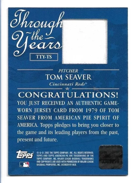 TOM SEAVER 2002 Topps American Pie Through the Years Jersey Relic TTY ...