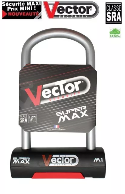 Antivol U Cadenas moto Scooter SuperMax  M2 108 x 250 mm  VECTOR Homologué SRA