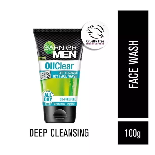 Garnier Men Oil Clear Clay D-Tox Deep Cleansing Icy Face Wash, 100 g