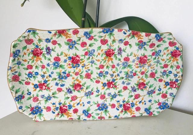 Vintage Royal Winton Grimwades old cottage chintz sandwich plate/5