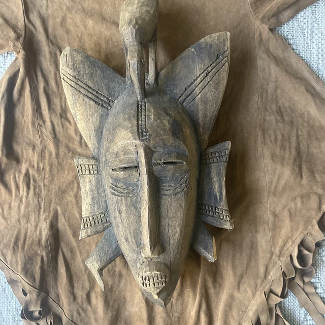 Carved Wood African Senufo Tribe Mask Upper Volta Ivory Coast