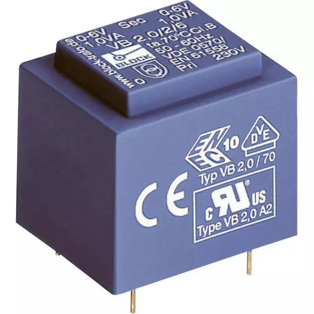 Block VB 1,5/2/12 Transformateur pour circuits imprimés 1 x 230 V 2 x 12 V/AC