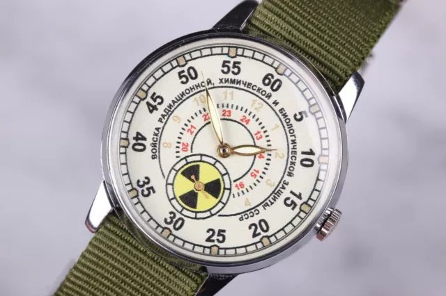 Man's watch Pobeda ZIM watch Radiation troops Soviet watch Rare Military watch