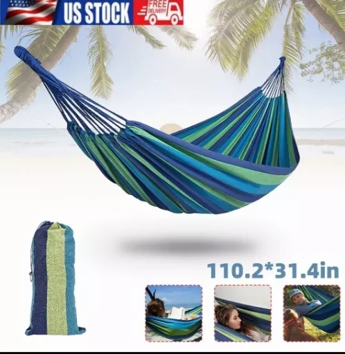 Heavy Cotton Rope Hanging Hammock Swing Camping Duty Canvas Bed Garden Outdoor