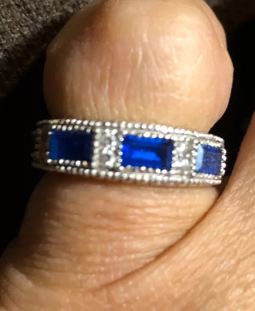 Sterling Silver Sapphire Ring Size 6