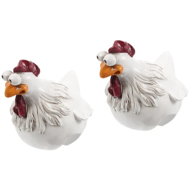 2pcs hen statue Funny Chicken Ornament for Fence Garden Ladder Hen