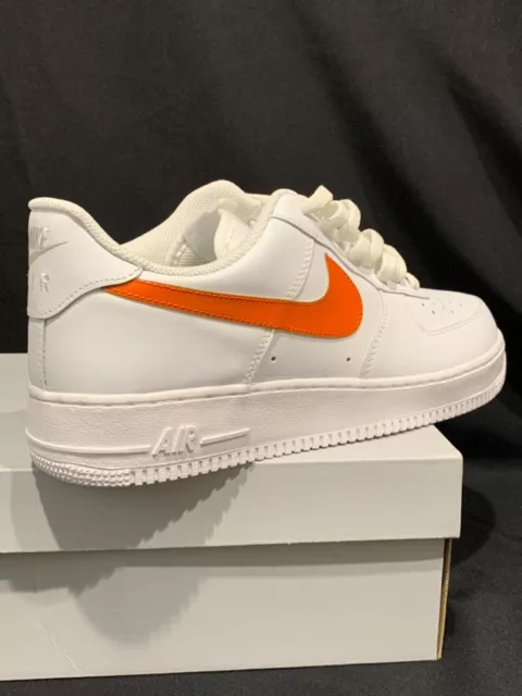 Nike Air Force 1 Low White  (Orange Custom Swoosh)