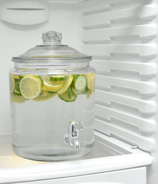 GLASS JAR 2 Gallon Crystal Beverage Dispenser with Lid Dishwasher Safe