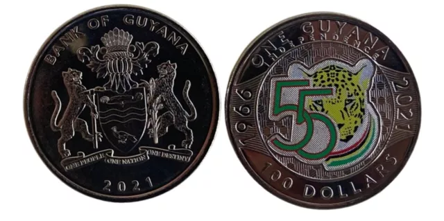 Guyana Coins 100 Dolalr 2021 Commemorative 55 Year independence