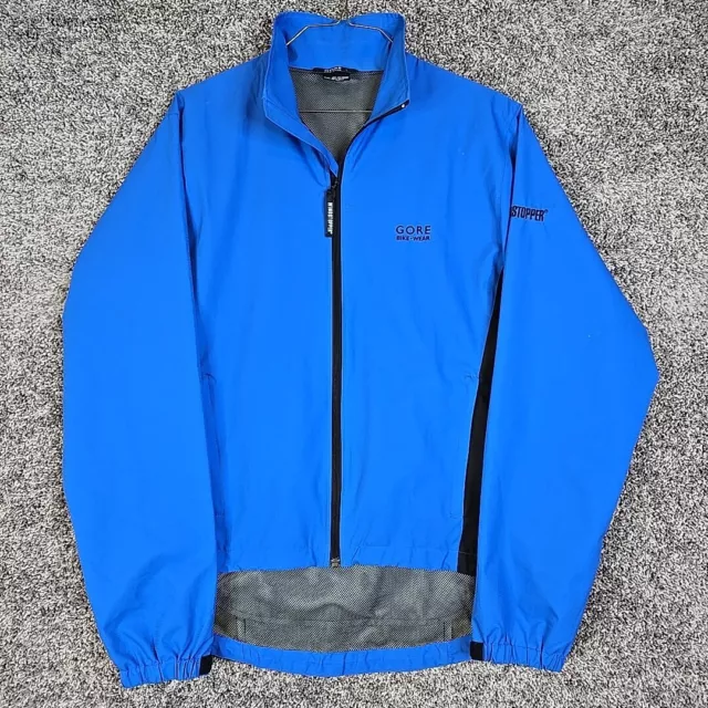 Chaqueta de ropa de bicicleta Gore para hombre grande azul parabrisas carcasa suave con cremallera completa ciclismo